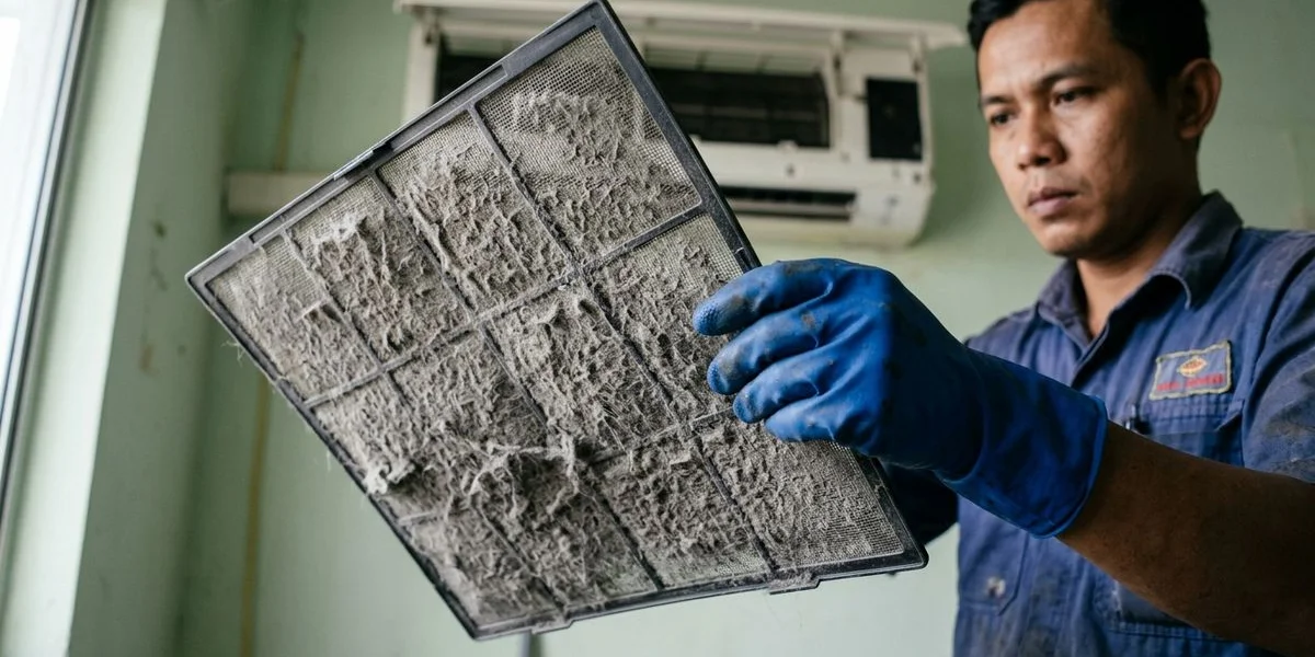 Aircond filter buildup